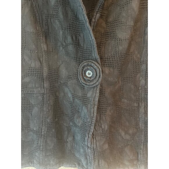 Handmade Black Textured Button-Up Sleeveless Vest By Eucalyptus XL Cotton Made I - Picture 2 of 8